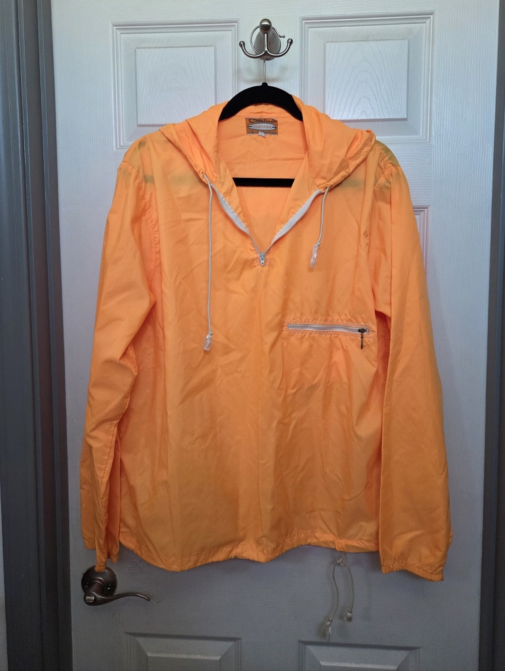 VTG Catalina Surfers Orange Pullover Windbreaker Jacket with Hood Medium Retro